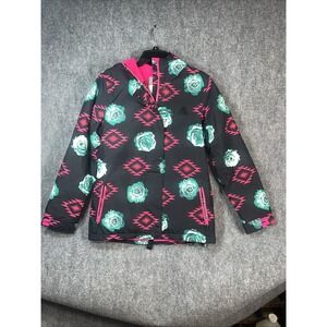 Aperture Womens Snowboard Ski Jacket Medium 10k Waterproof Floral Aztec Pink EUC